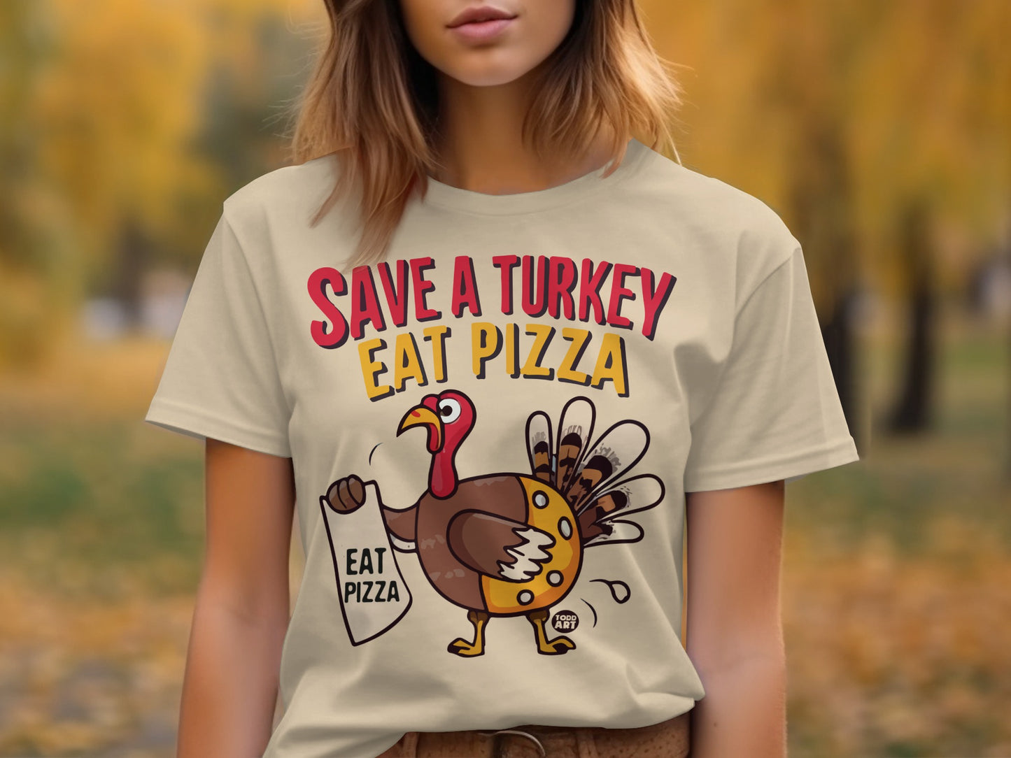Save a Turkey Eat Pizza Thanksgiving Fun Shirt
