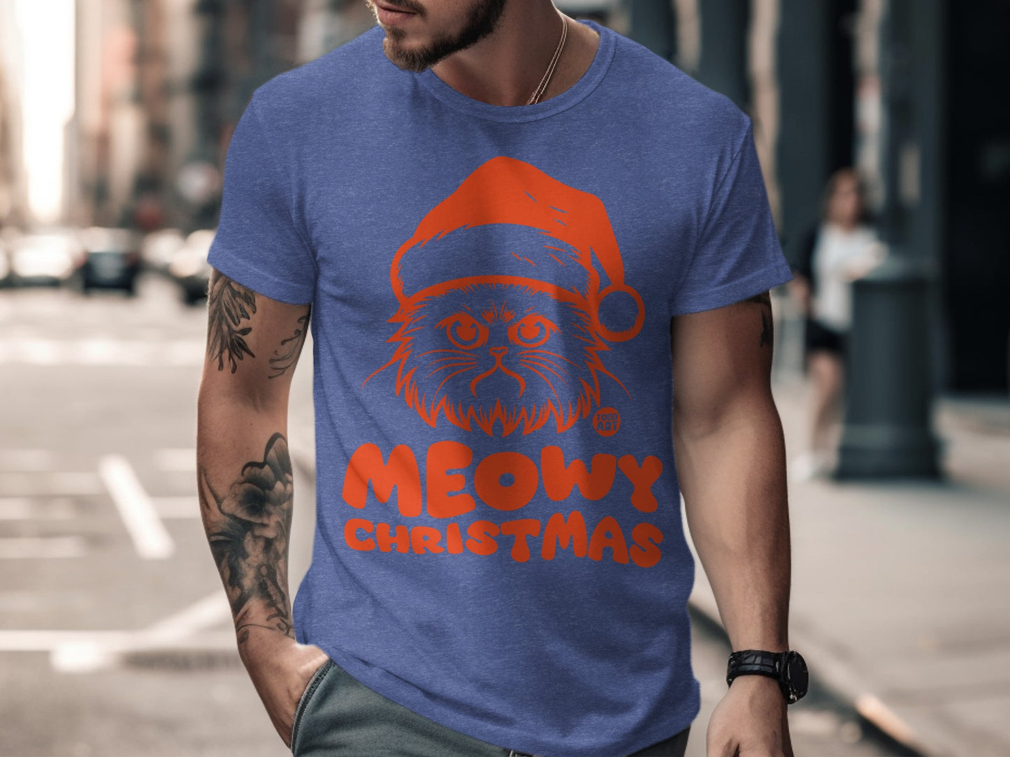Meowy Christmas Cute Cat Santa Hat Graphic T-Shirt product type