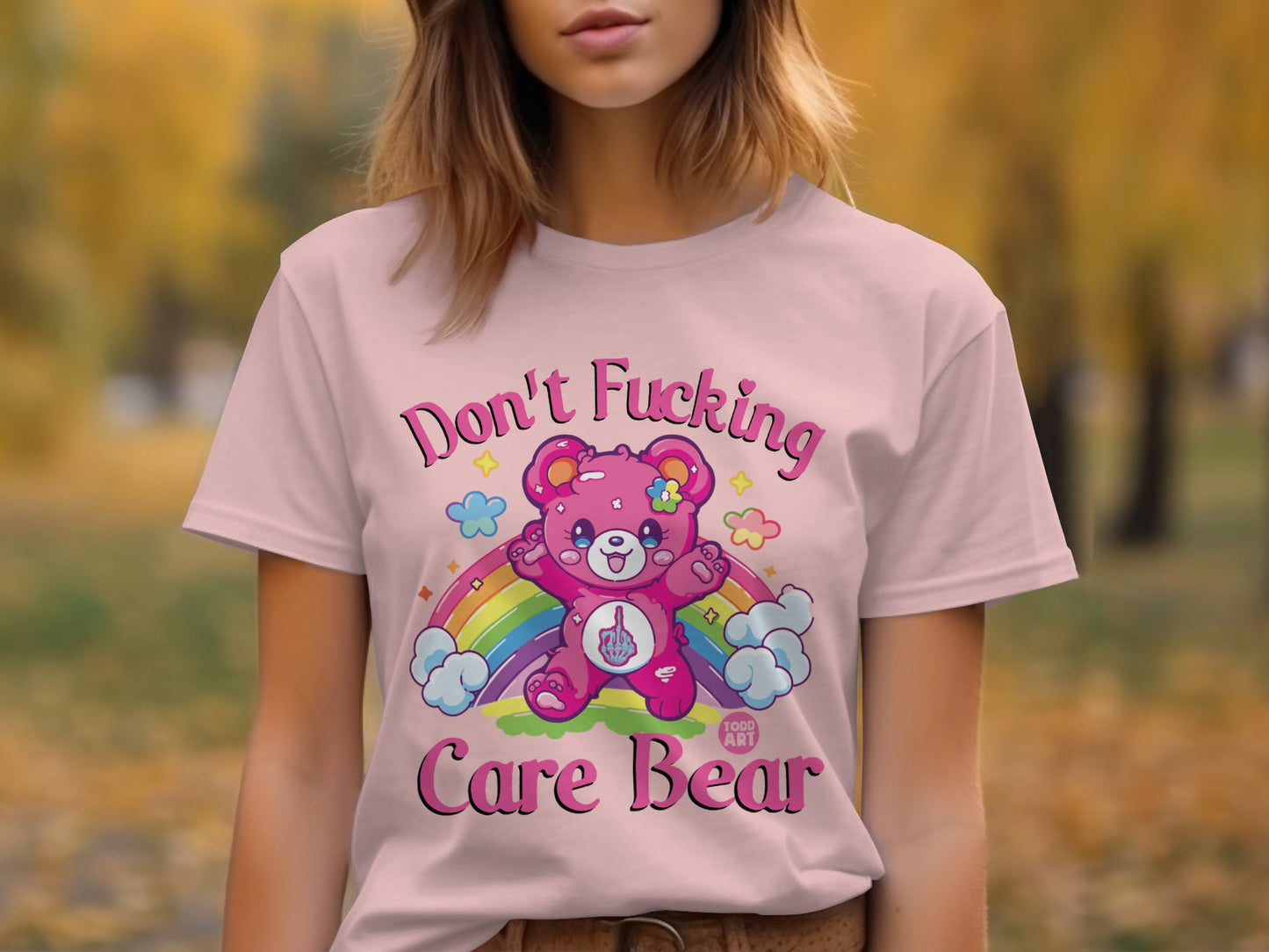 Don't Fucking Care Bear Pink Graphic T-Shirt product
