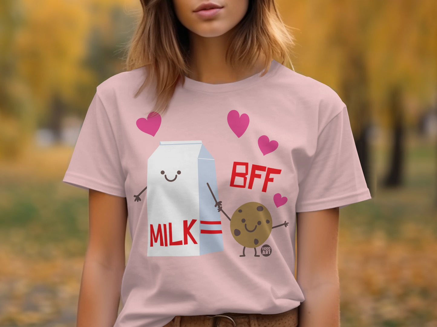 Adorable Cartoon Milk and Cookie BFF T-Shirt product