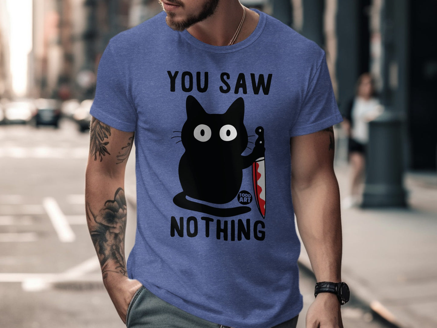You Saw Nothing Funny Cat Graphic T-Shirt product