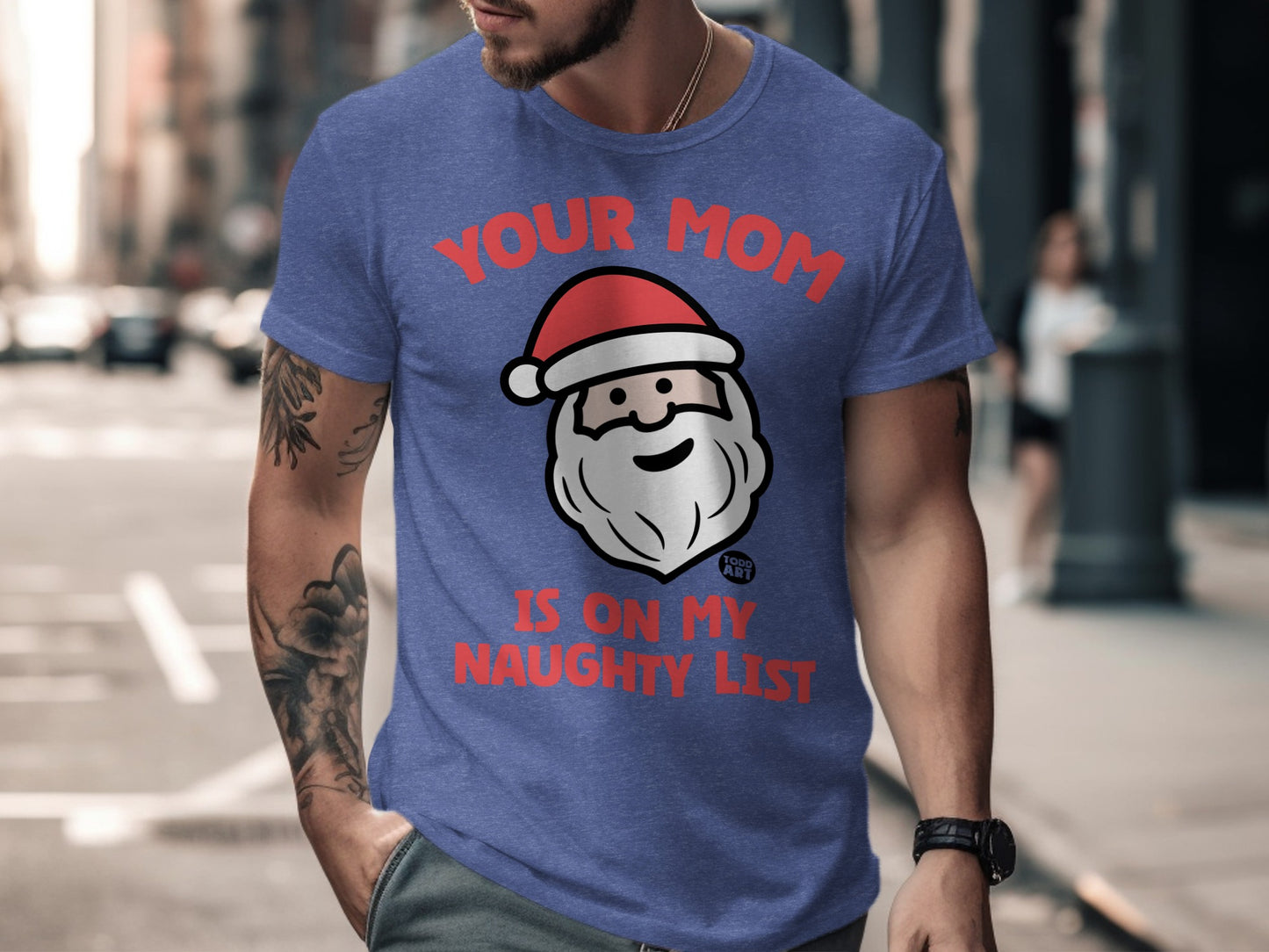 Your Mom Is On My Naughty List Santa T-shirt product type