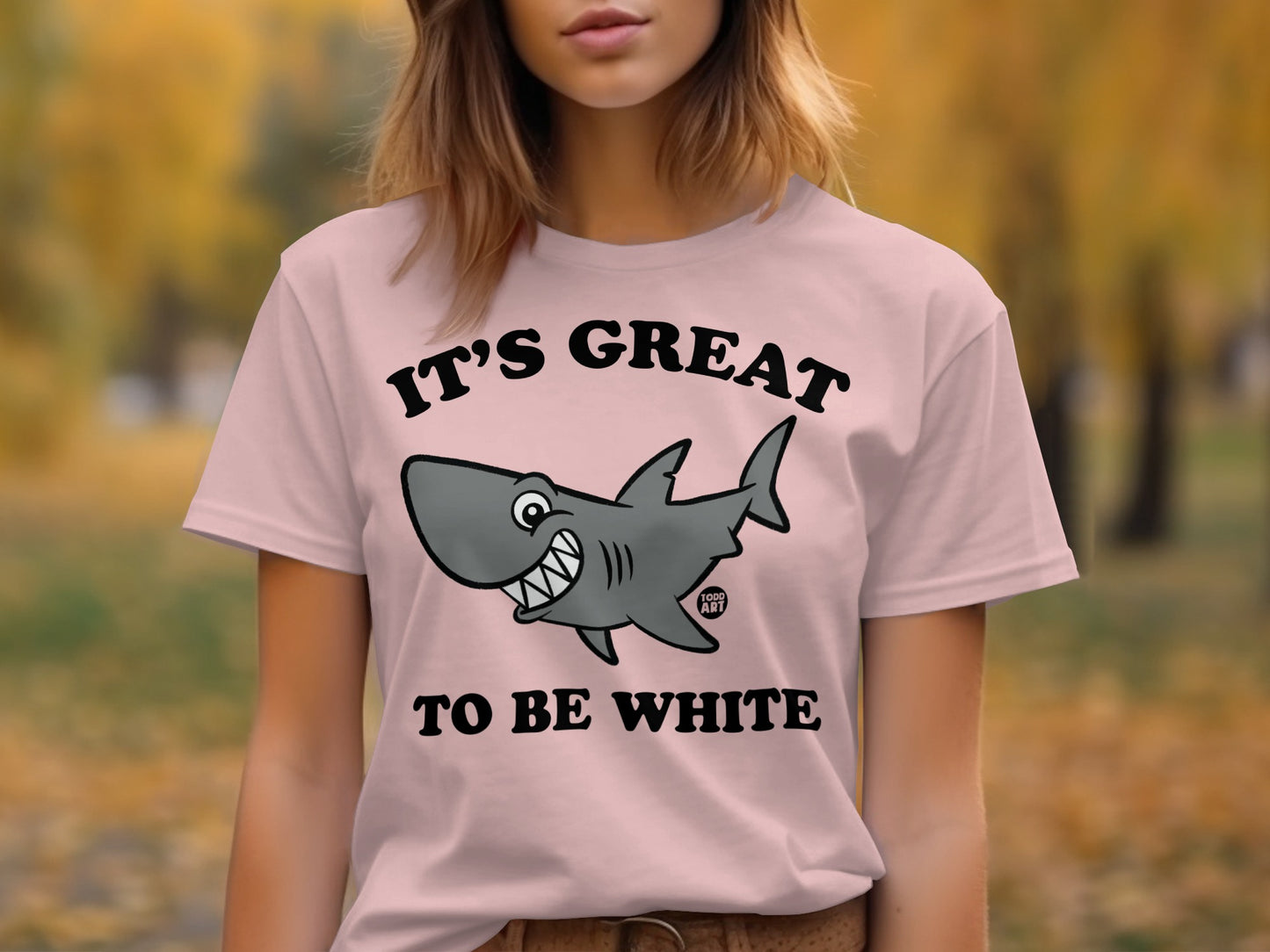 It's Great To Be White Shark Graphic T-Shirt