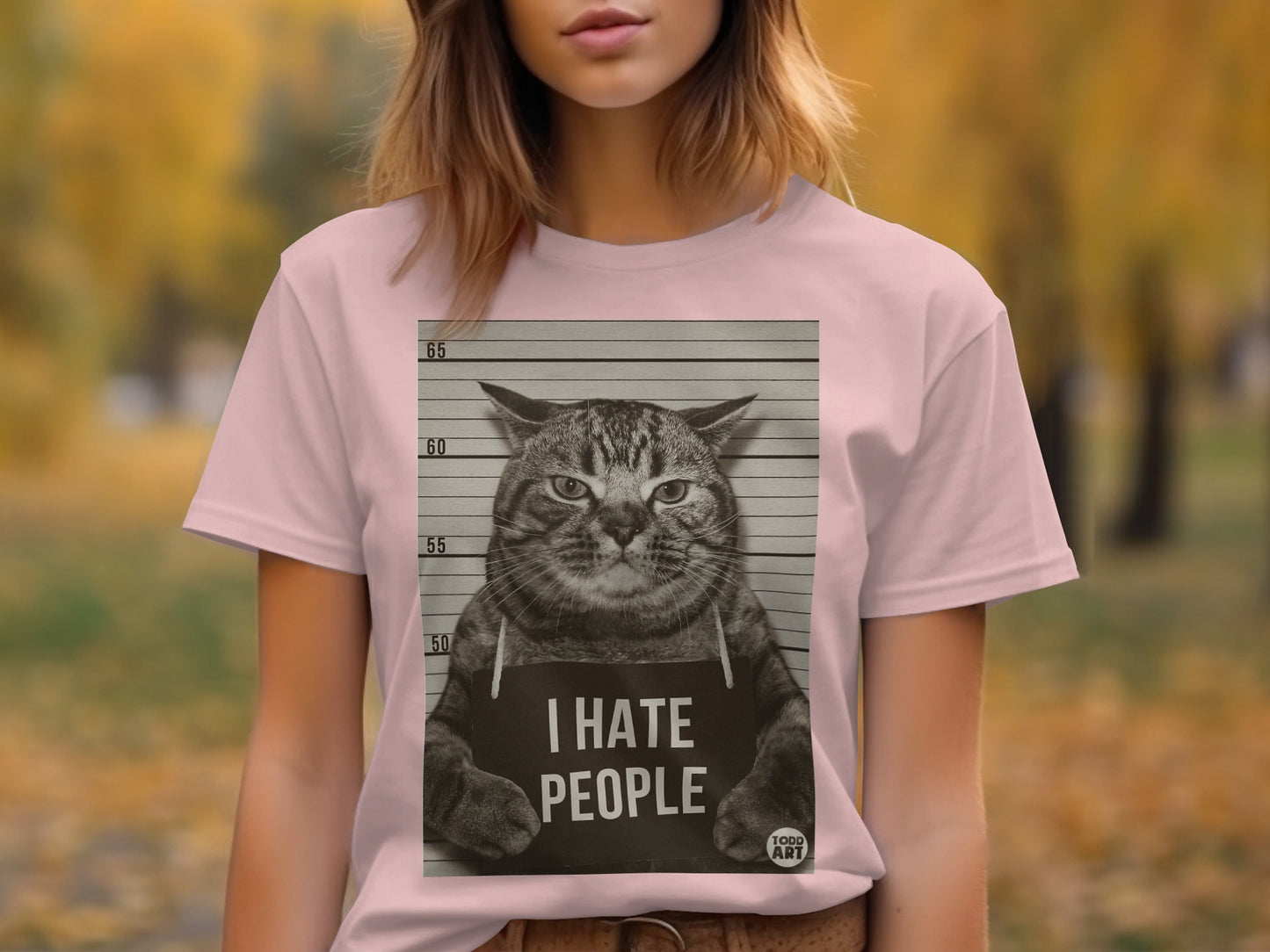 Funny Cat Mugshot I Hate People Graphic T-Shirt product type