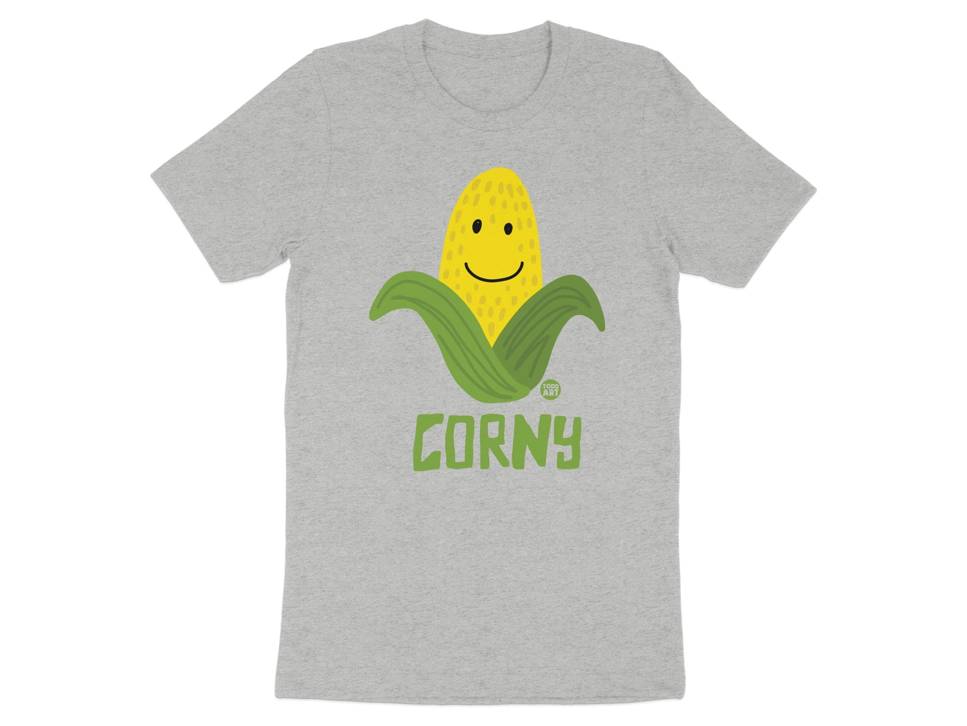 Corny Smiling Corn Graphic Grey T-shirt