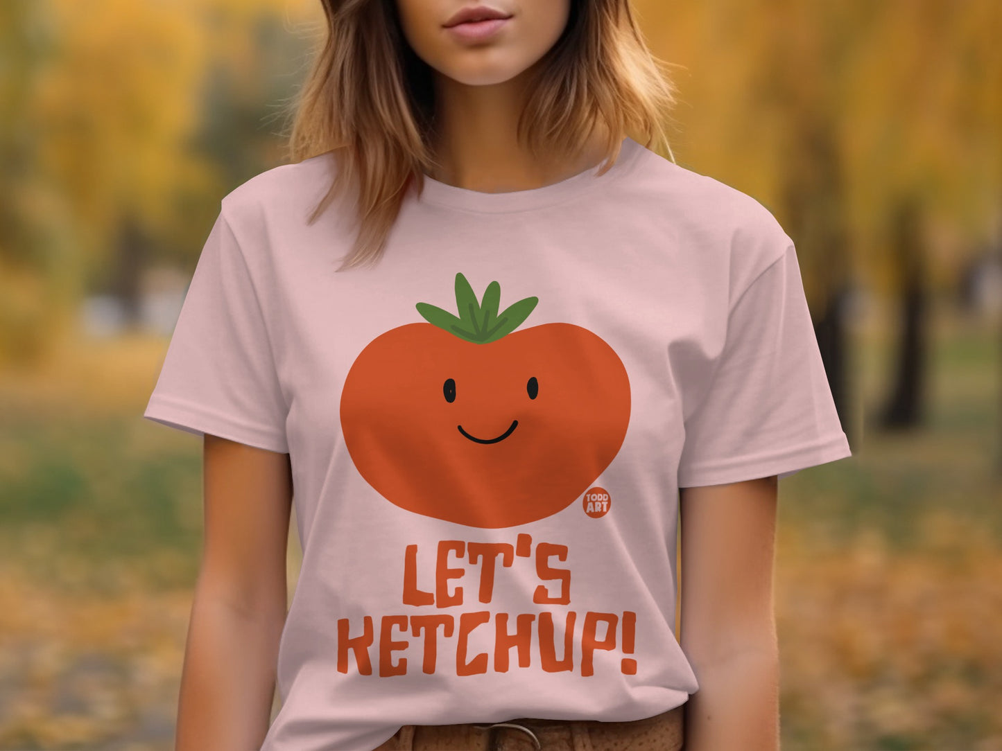 Let's Ketchup Cute Tomato Printed T-Shirt