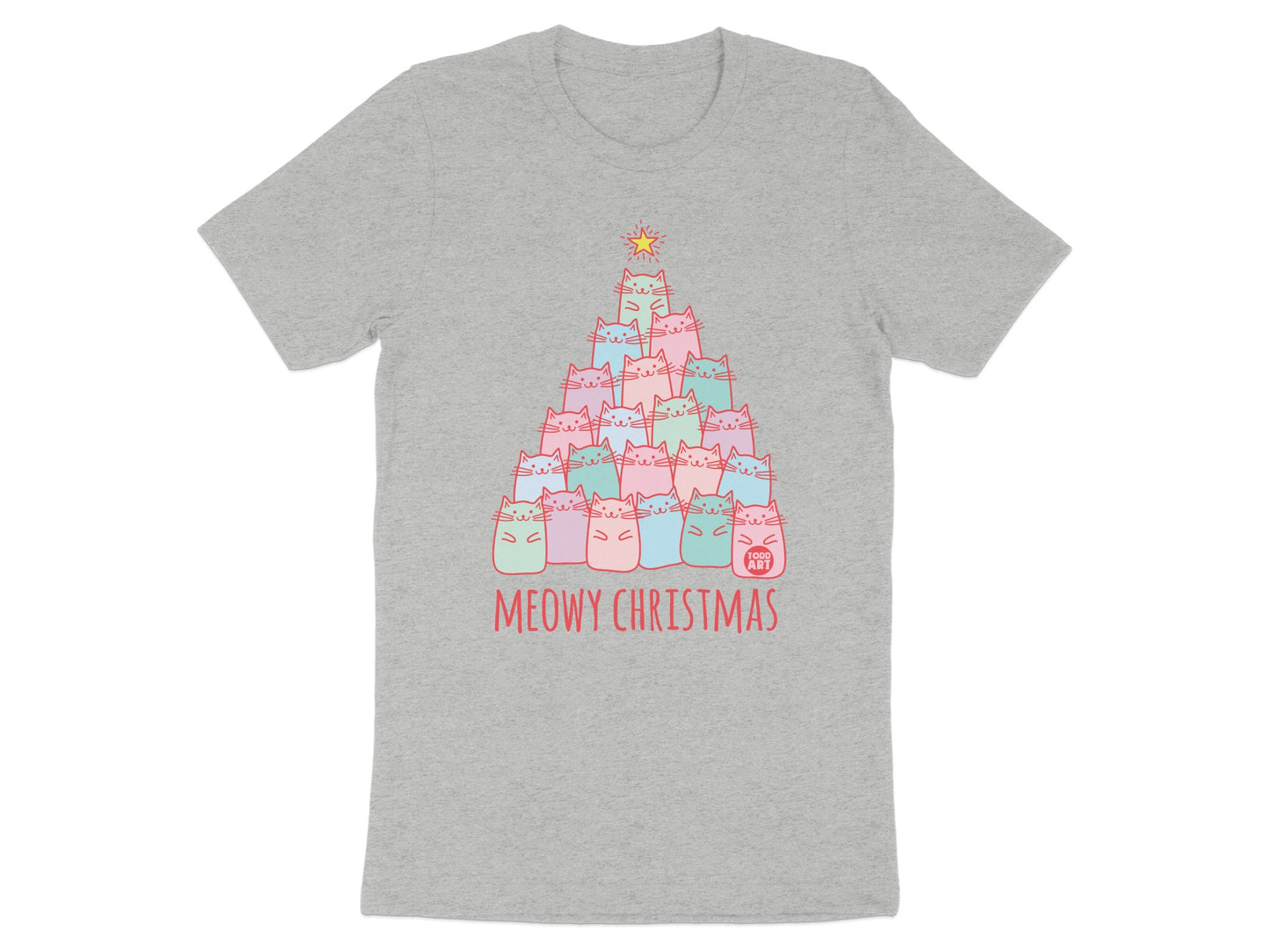 Meowy Christmas Cat Stack Holiday Tee shirt product type