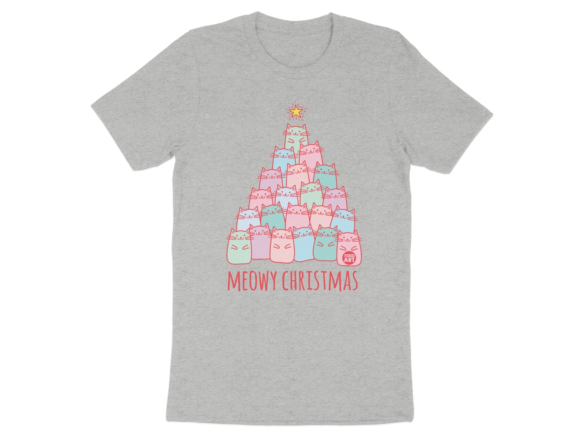Meowy Christmas Cat Stack Holiday Tee shirt product type