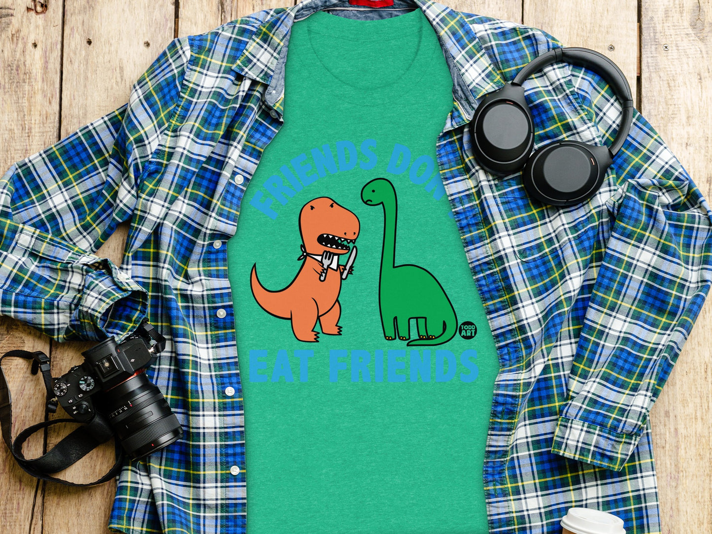 Friends Don't Eat Friends Dinosaur Shirt product