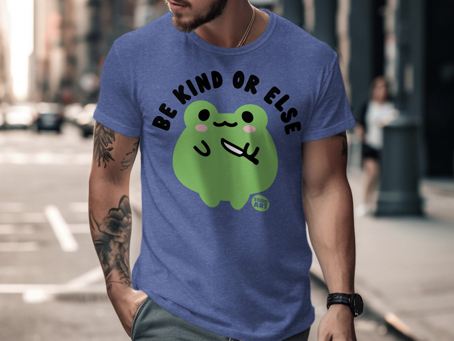 Be Kind Or Else Cute Frog Design Printed T-Shirt product type