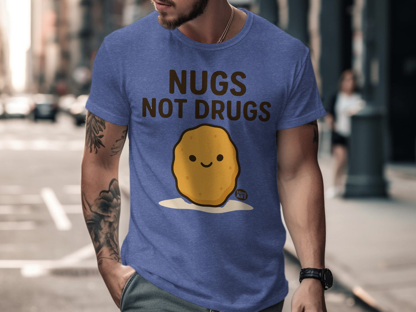 Nugs Not Drugs Graphic Men's Blue Casual T-shirt product