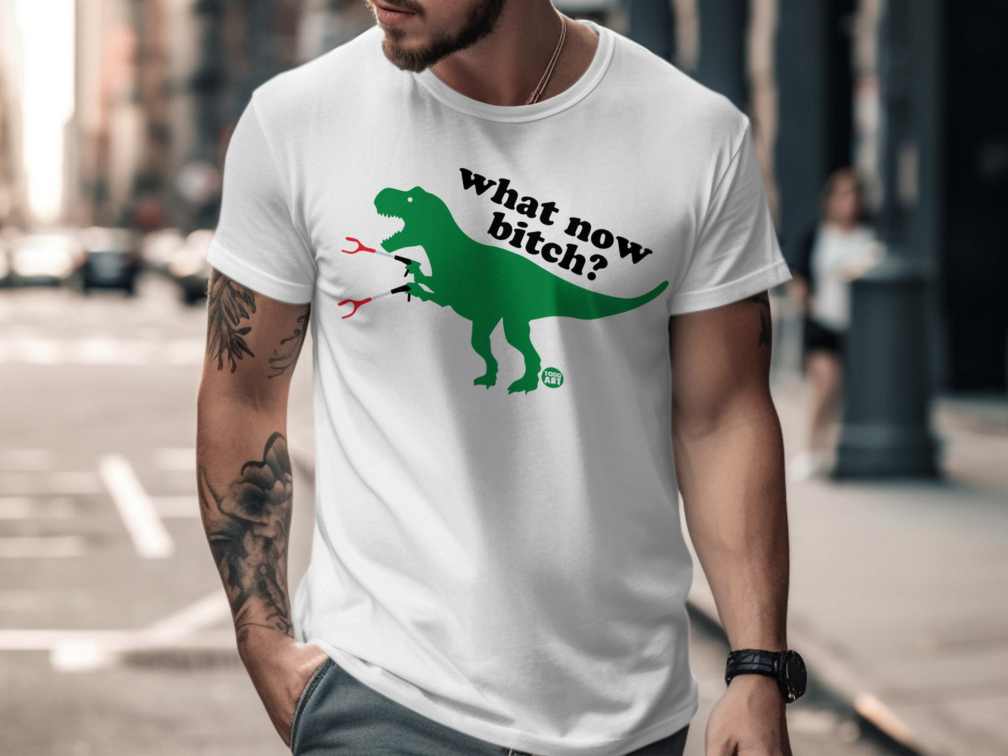 Funny What Now T-Rex Dinosaur T-Shirt Product