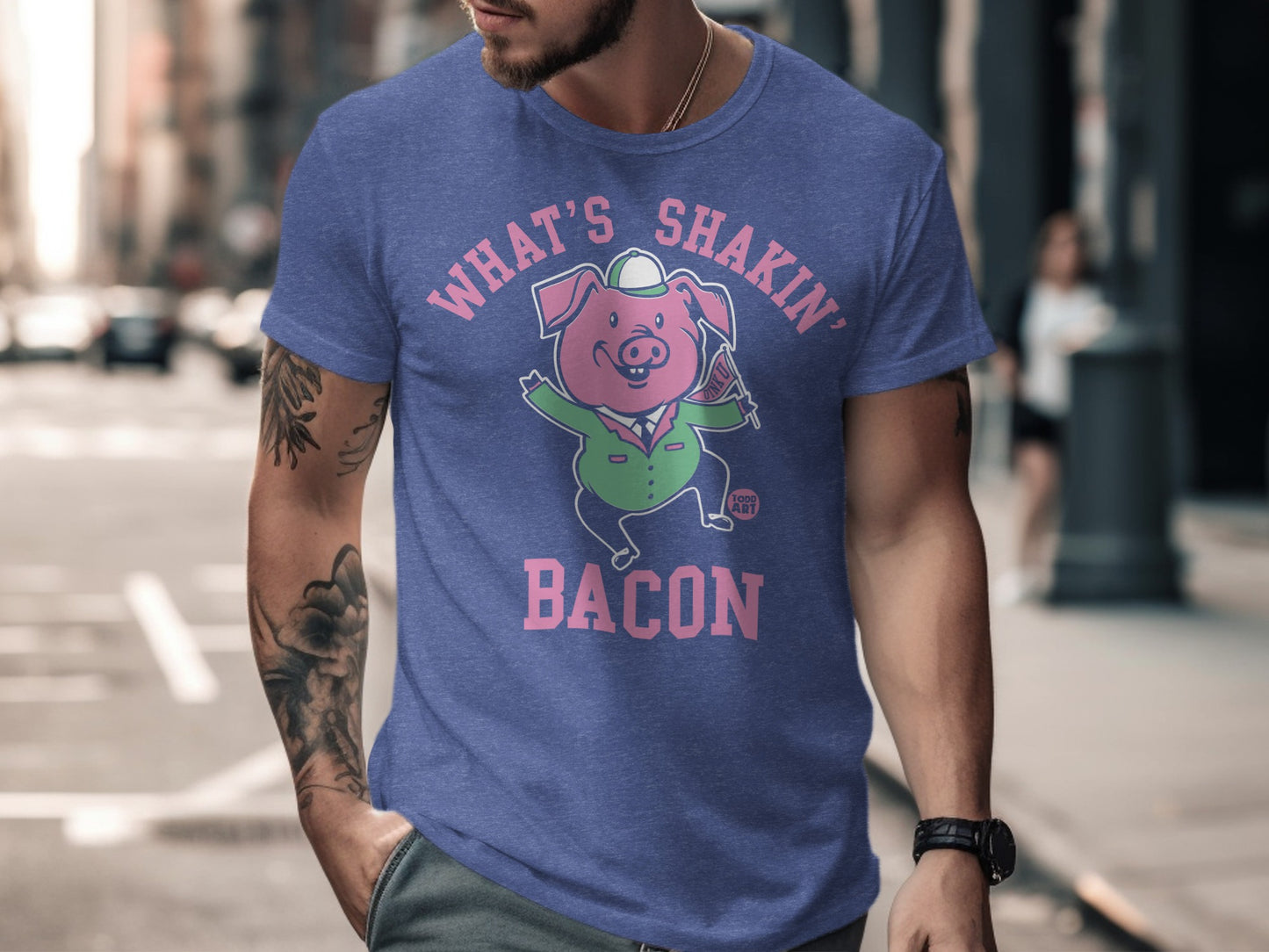 What's Shakin' Bacon Graphic Design Tee Shirt