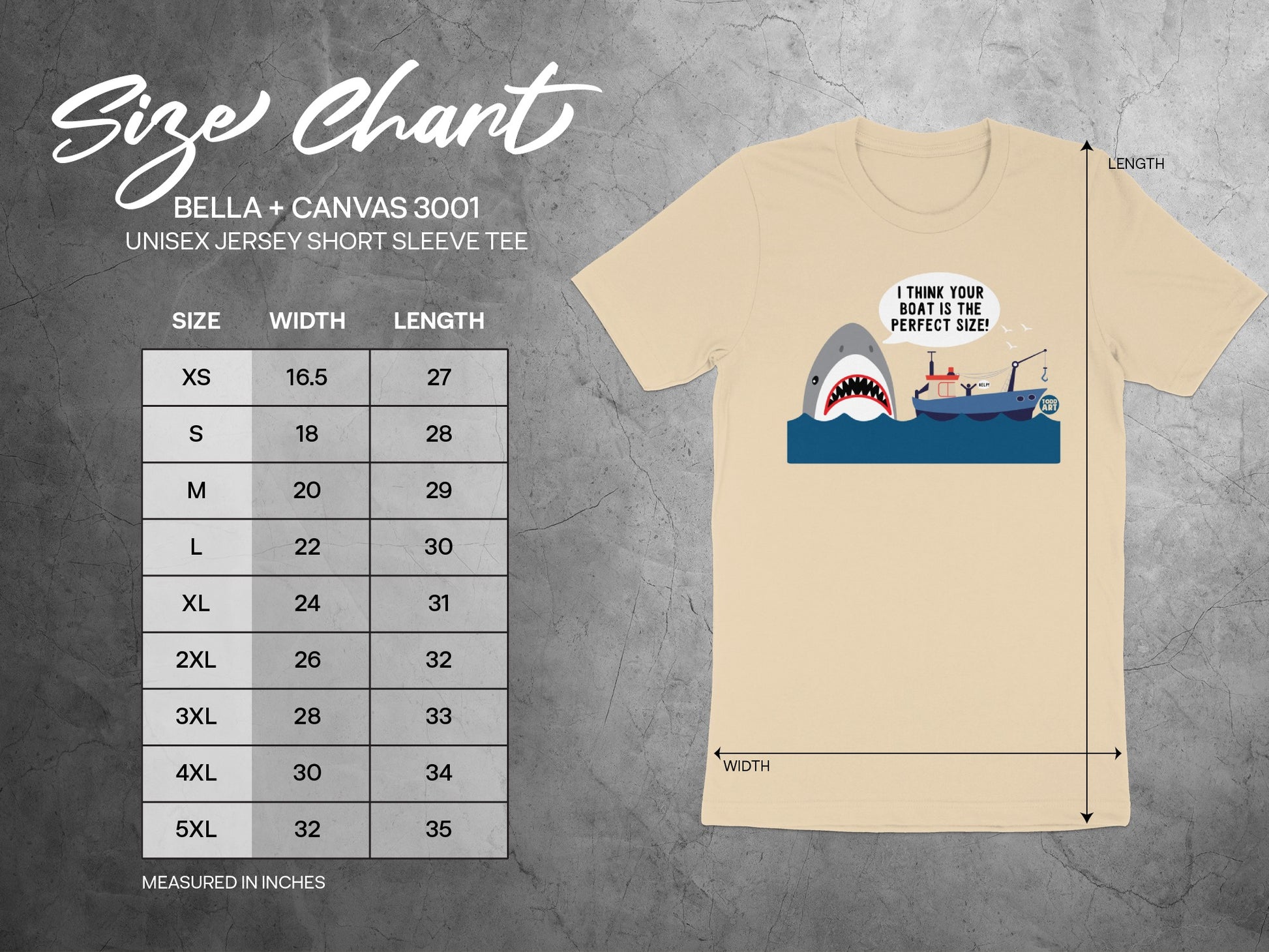 Funny Shark and Boat Graphic Unisex Jersey Tee