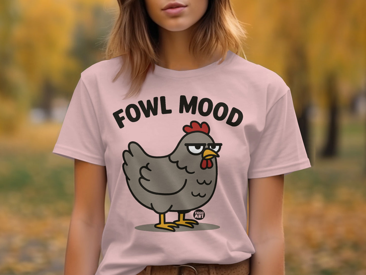 Fowl Mood Chicken Cartoon Graphic Print T-Shirt product