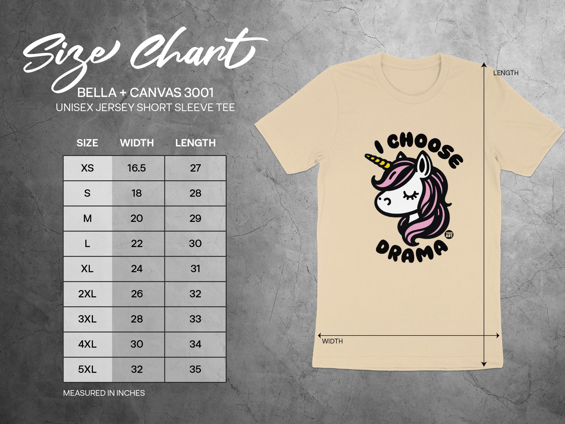 I Choose Drama Unicorn Bella Canvas 3001 Shirt