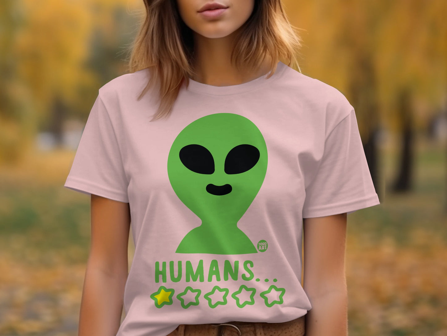 Unique Alien Graphic Pink Top Novelty T-Shirt product