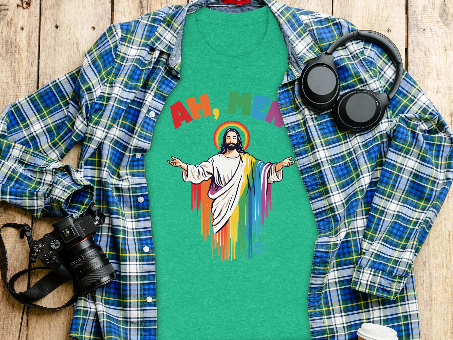 Ah Men Rainbow Jesus Graphic Design Shirt product type