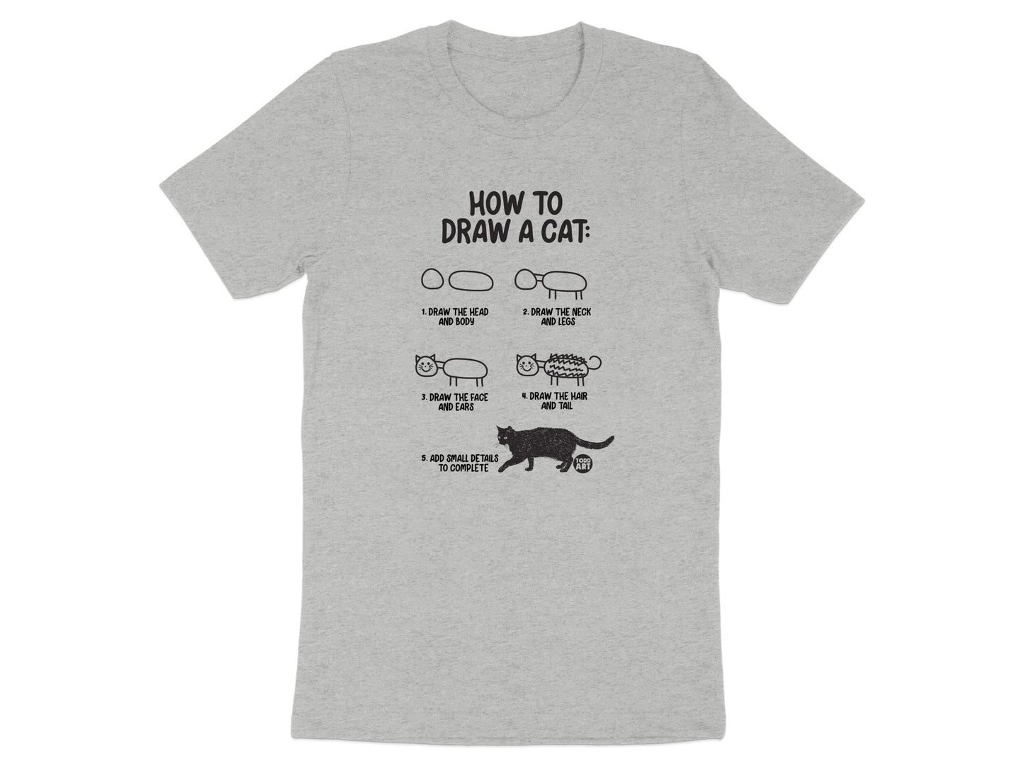 How To Draw A Cat Funny Grey Graphic Tee Shirt product