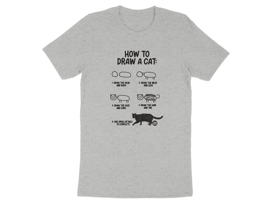 How To Draw A Cat Funny Grey Graphic Tee Shirt product