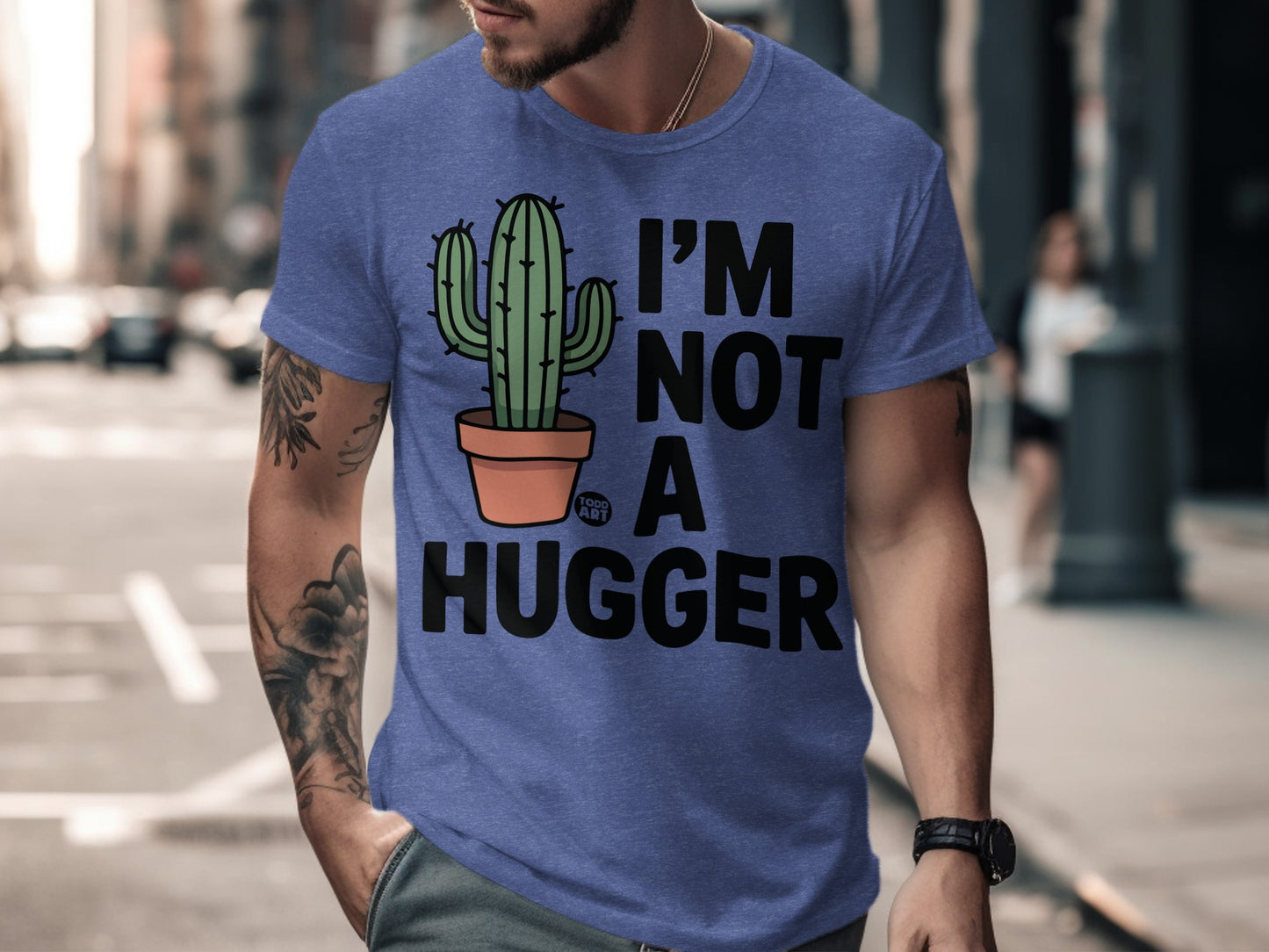 I'm Not a Hugger Cactus Print T-Shirt product type