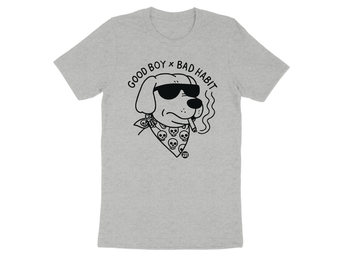 Good Boy Bad Habit Smoking Dog Graphic T-Shirt product type
