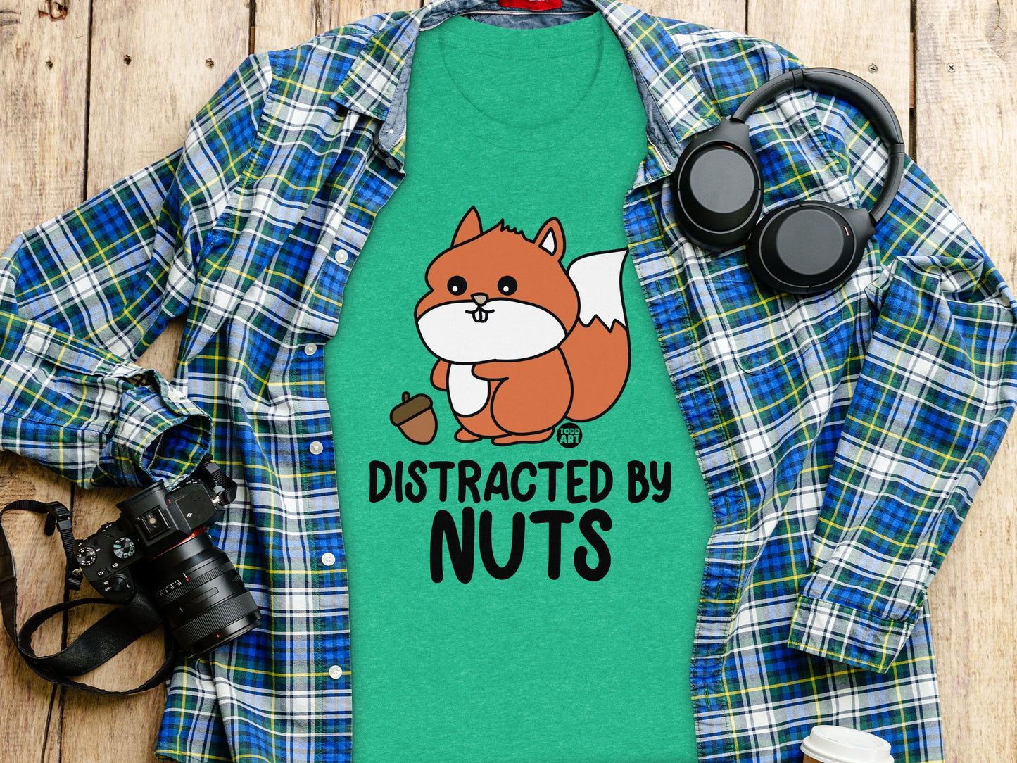 Distracted by Nuts Novelty T-Shirt for Animal Lovers