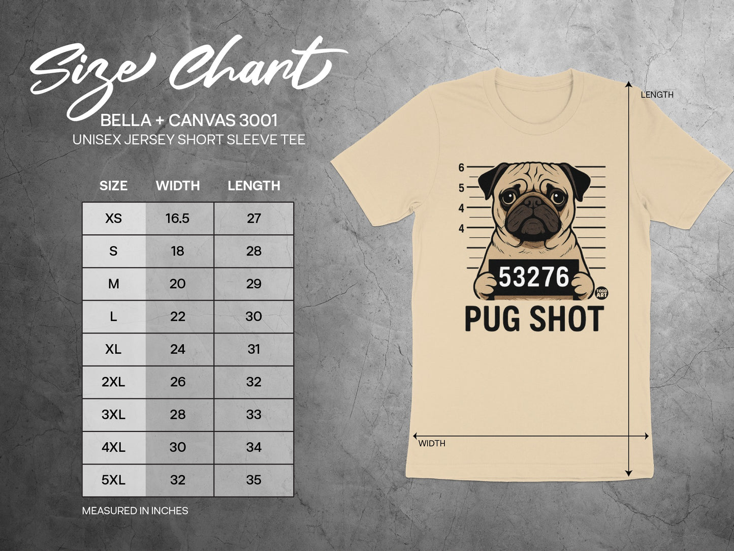 Pug Shot Bella Canvas 3001 Unisex Short Sleeve Tee product