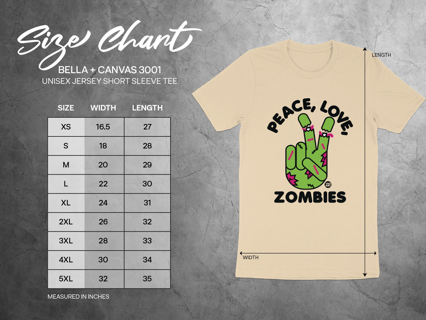 Peace Love Zombies Unisex Jersey Short Sleeve Tee