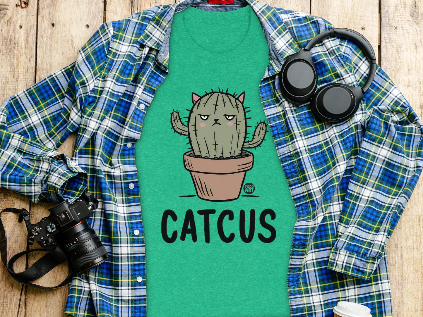 Funny Catcus Graphic Tee Distressed Vibes Shirt product