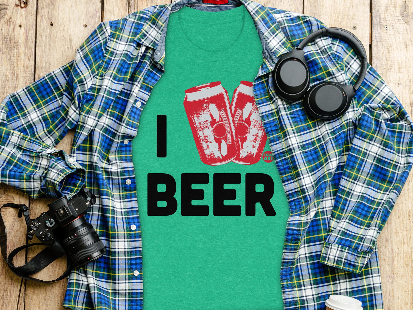 I Crushed Beer Can Design Green T-Shirt product type