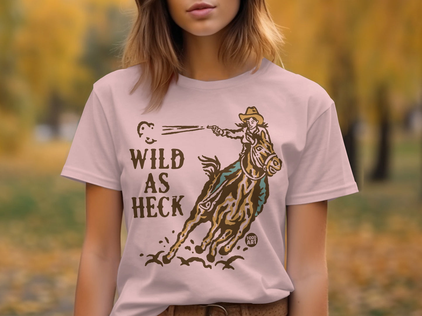 Wild As Heck Cowboy Graphic on Pink T-Shirt product