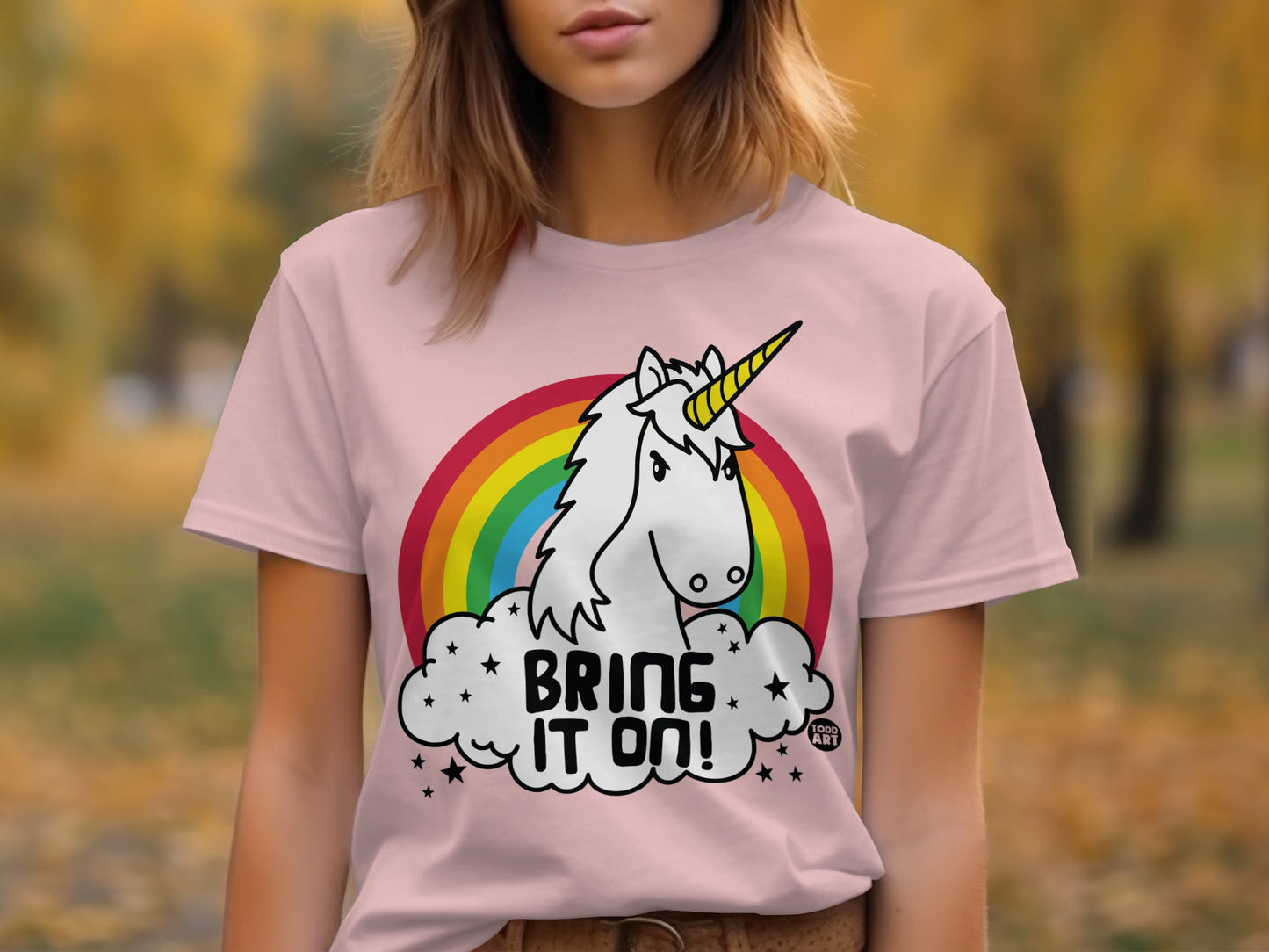Bring It On Rainbow Unicorn Graphic T-shirt