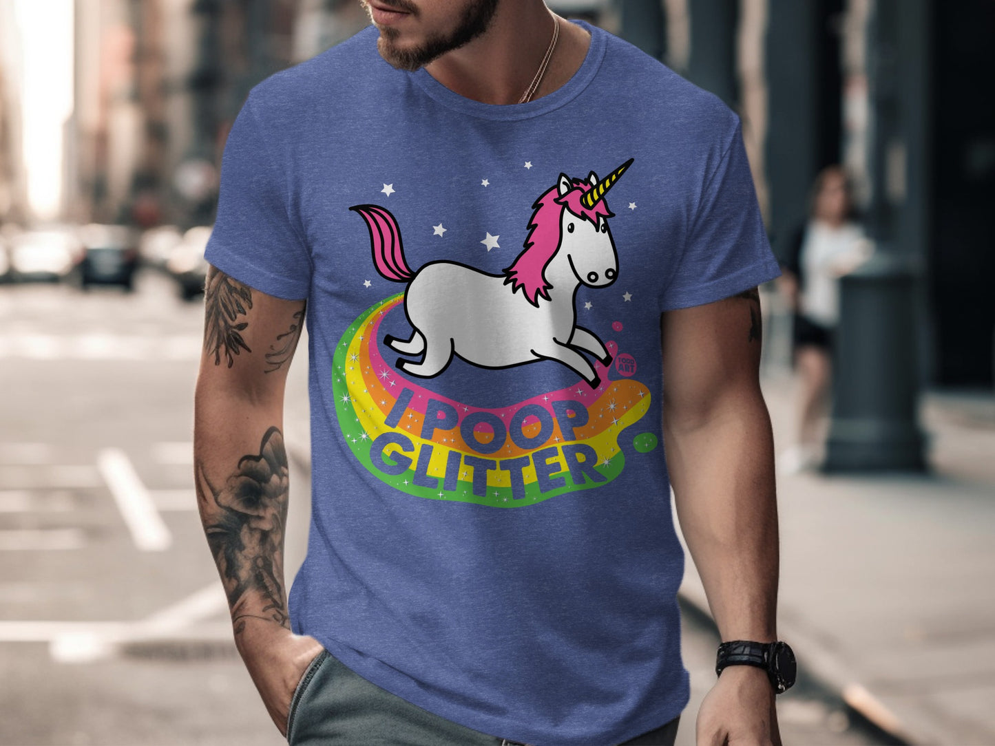 I Poop Glitter Funny Unicorn Rainbow Graphic T-Shirt