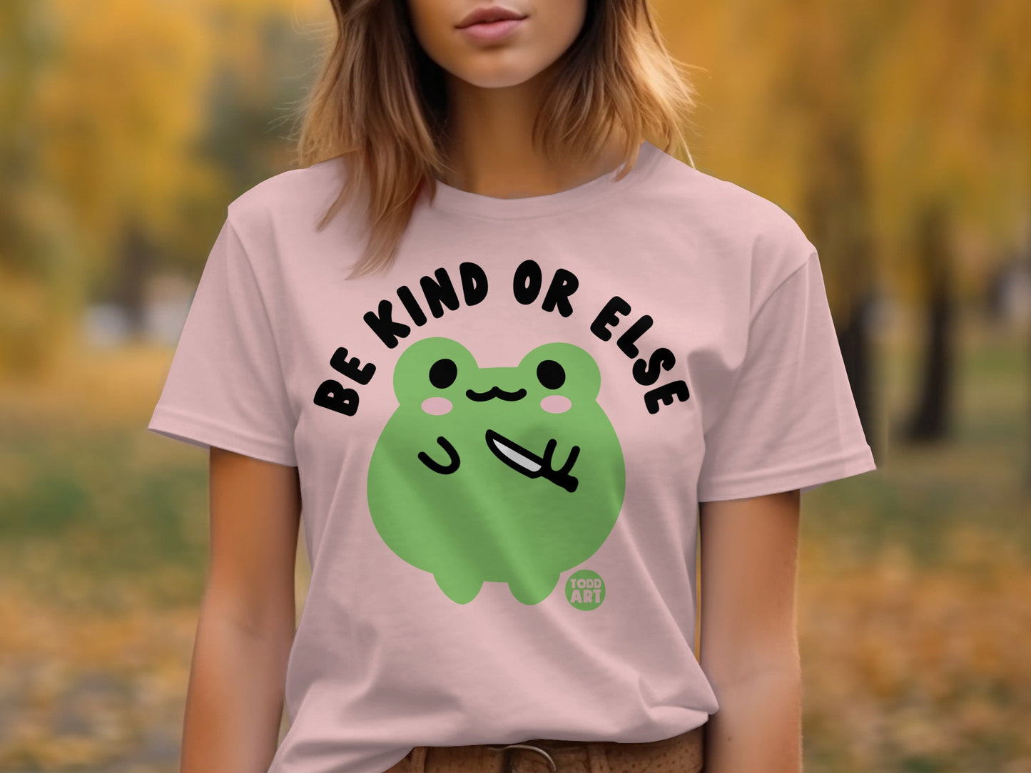 Be Kind Or Else Cute Green Frog Graphic Shirt product