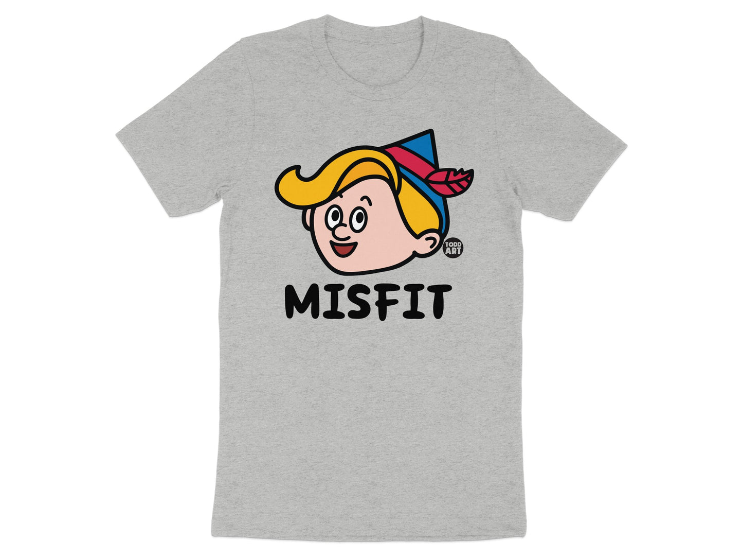 Misfit Cartoon Face Graphic Gray T-Shirt product type