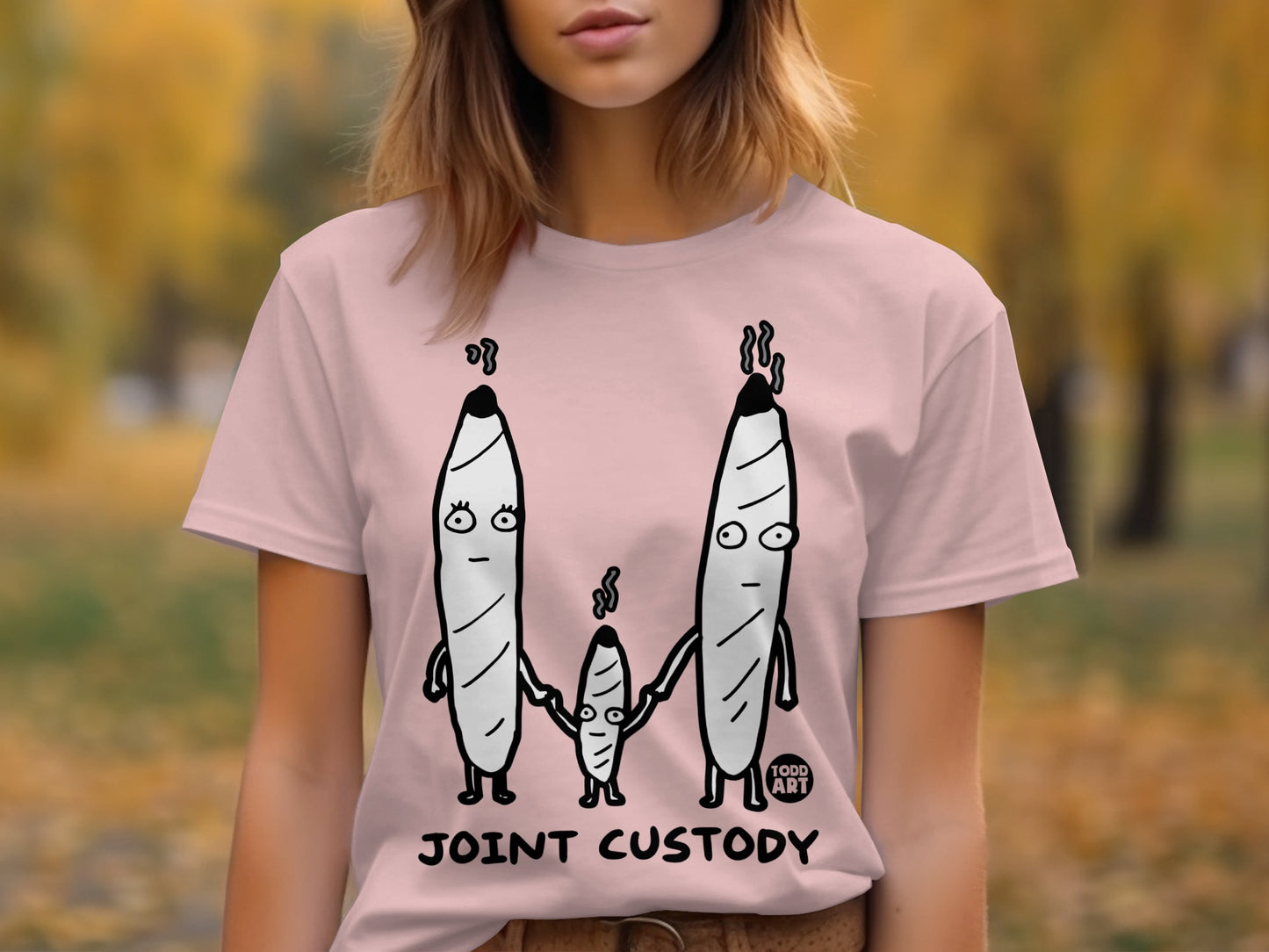 Joint Custody Graphic Tee with Cartoon Design
