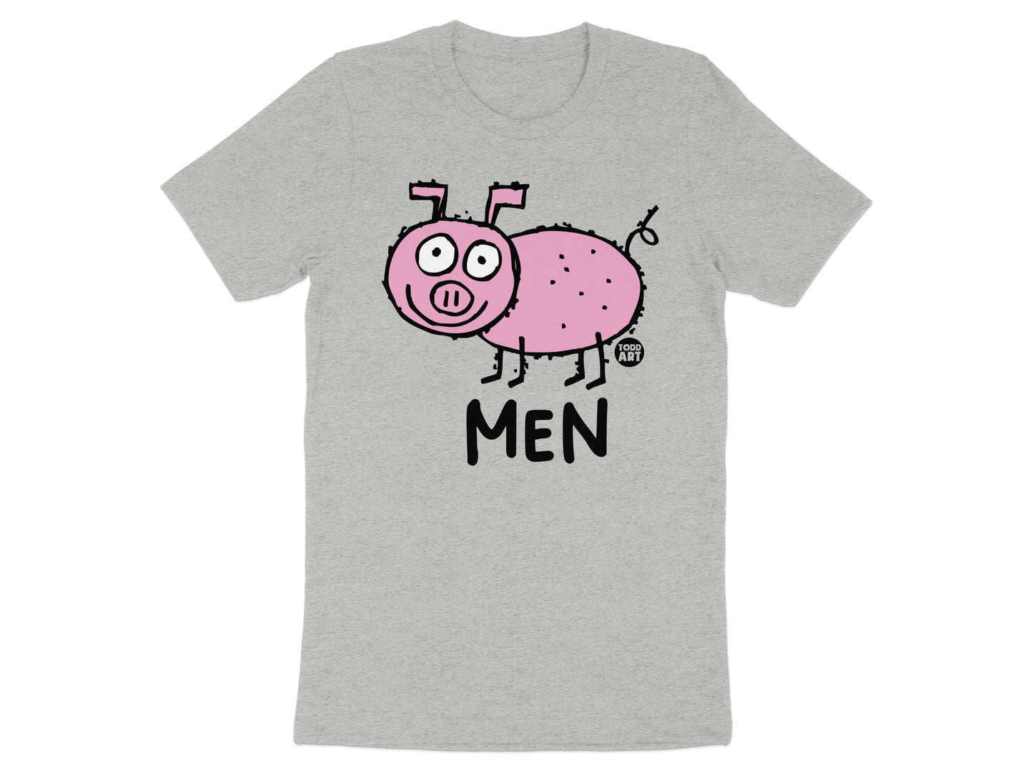 Funny Pig Graphic Design on Grey Men's Shirt