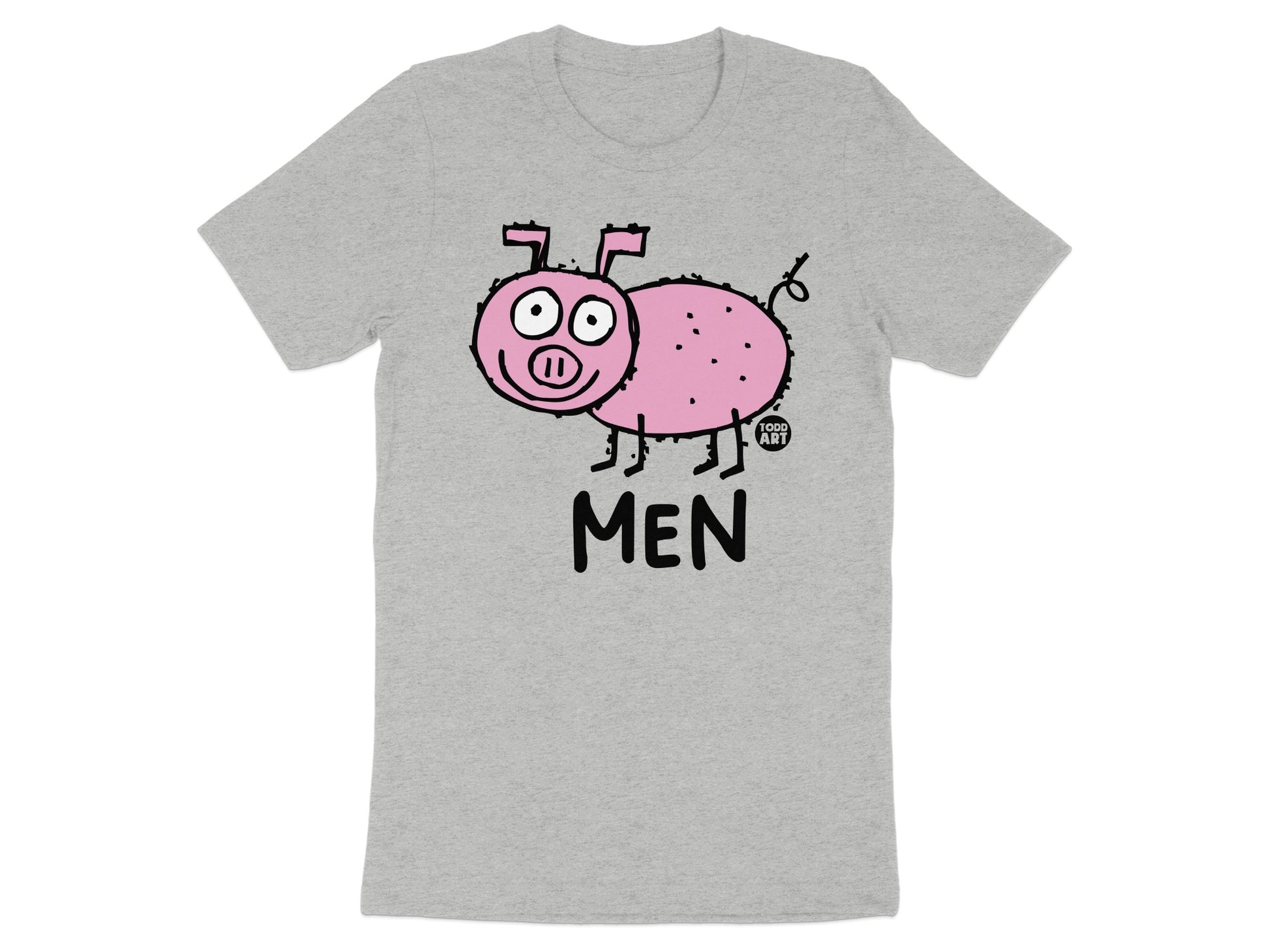 Funny Pig Graphic Design on Grey Men's Shirt