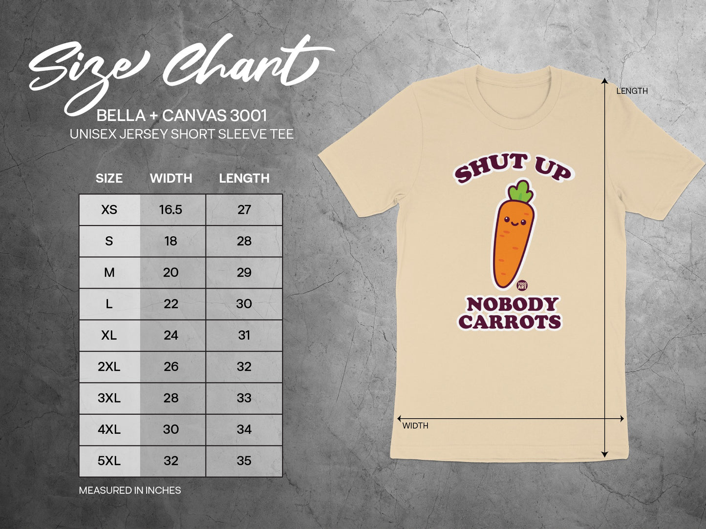 Shut Up Nobody Carrots T-Shirt Funny Graphic Tee