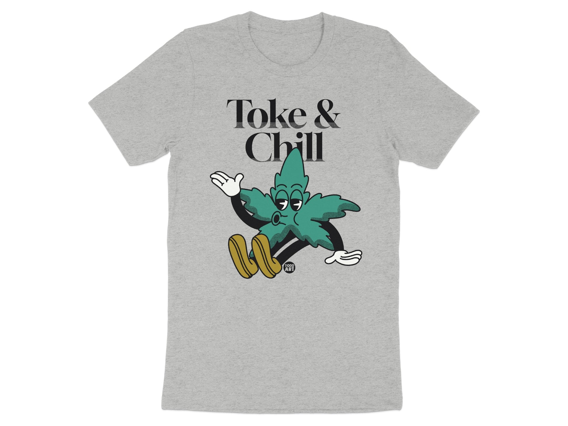 Toke and Chill Graphic Tee Shirt with Leaf Design