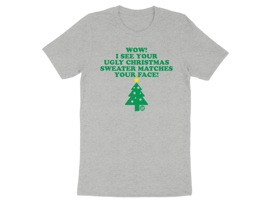 Ugly Christmas Sweater Matches Face T-Shirt product type