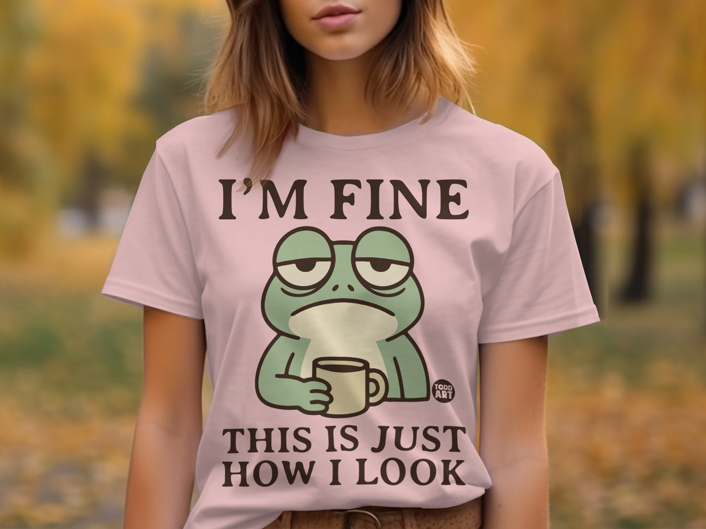 I'm Fine Frog with Coffee Attitude T-Shirt product