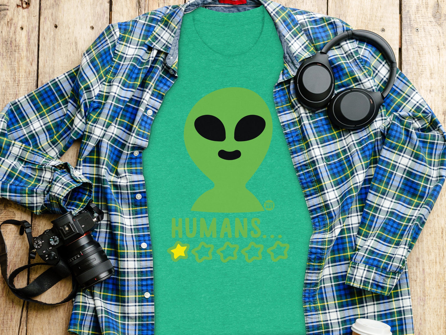 Humans Low Rating Green Alien Graphic T-Shirt product type
