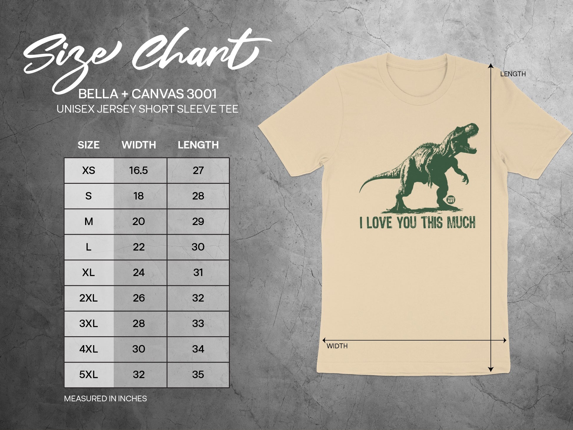 I Love You This Much Dinosaur Unisex Jersey T-Shirt