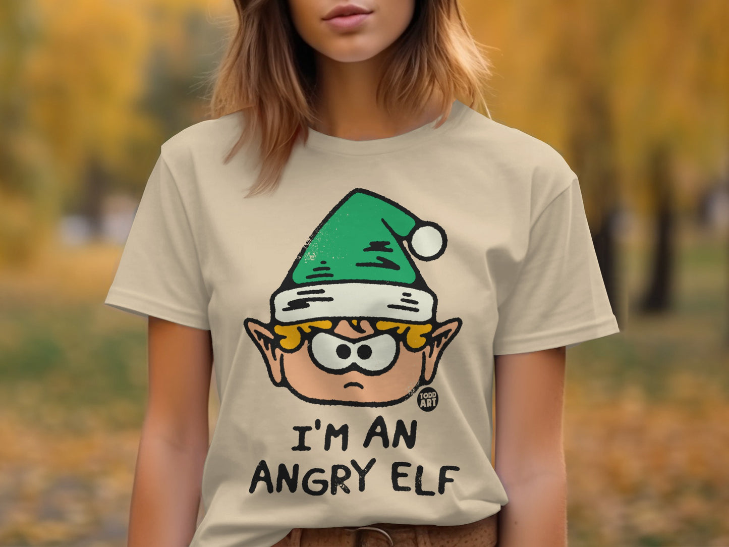 Graphic Tee with I'm an Angry Elf Holiday Design