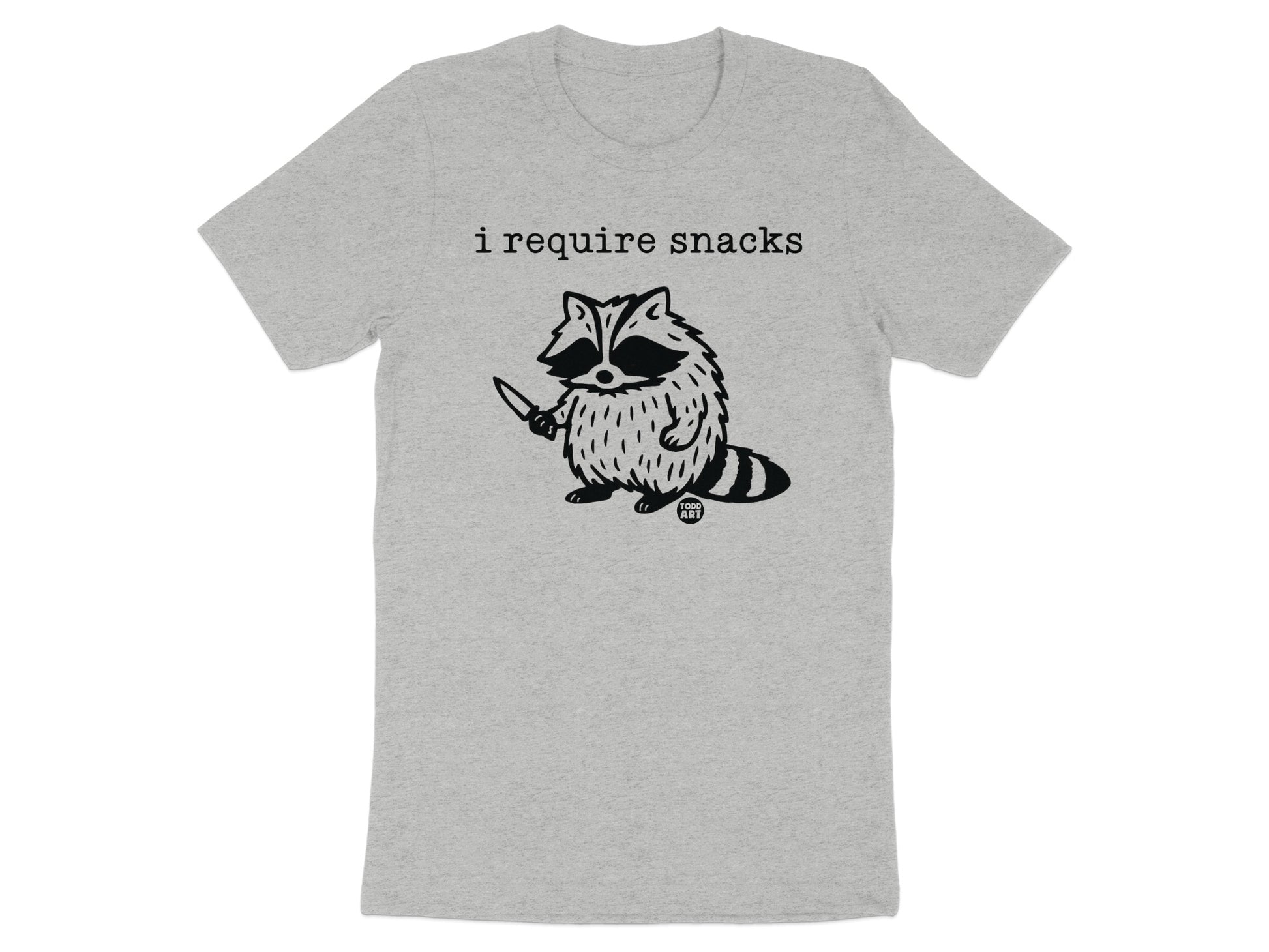 I Require Snacks Raccoon Graphic Tee Shirt