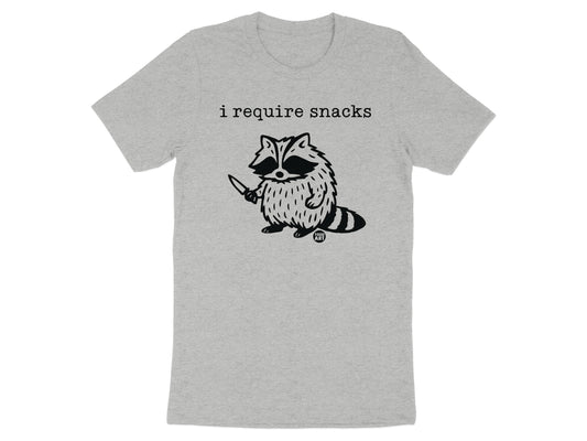 I Require Snacks Raccoon Graphic Tee Shirt