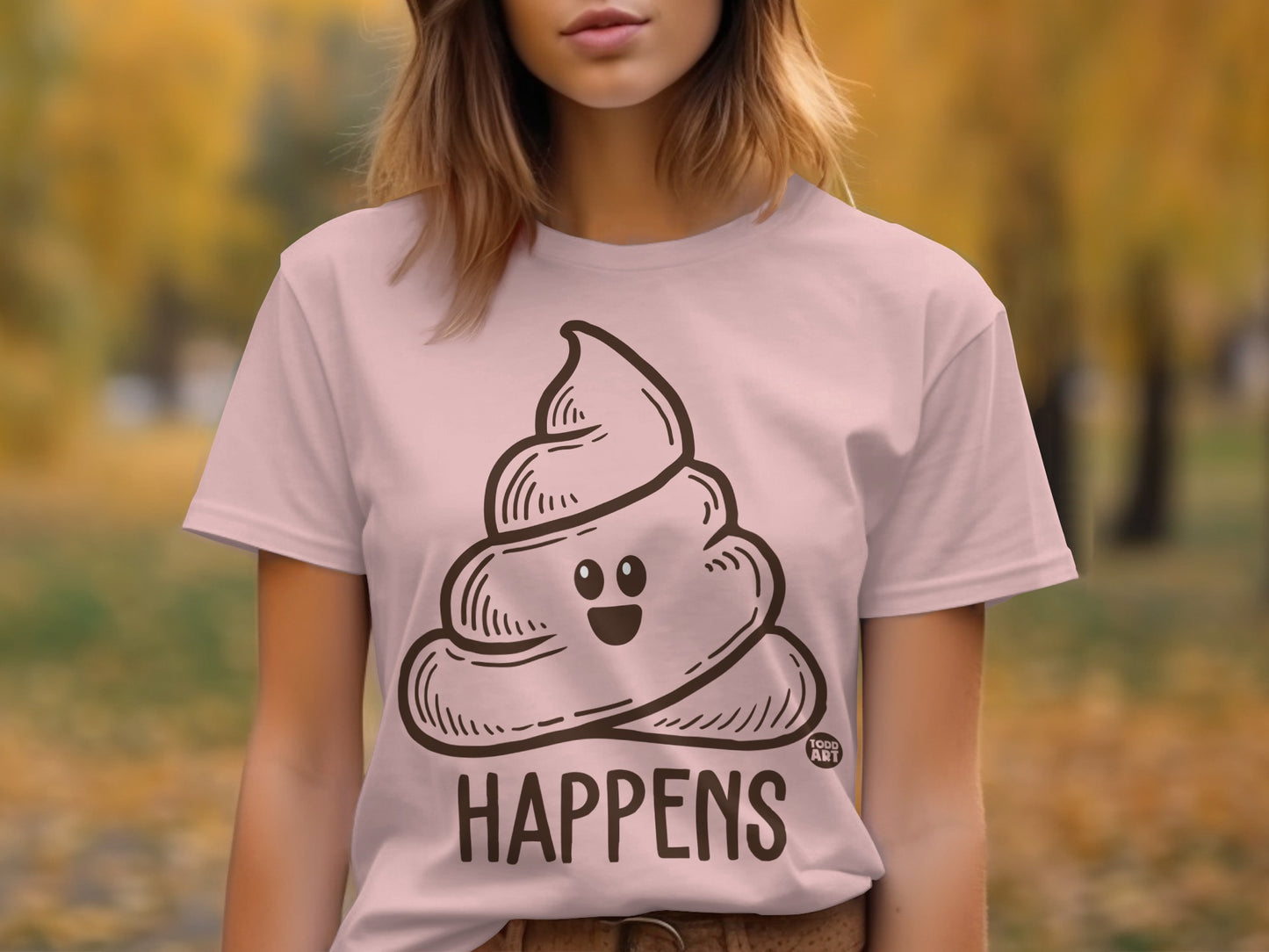 Cute Funny Poop Happens Graphic Tee for Casual Wear