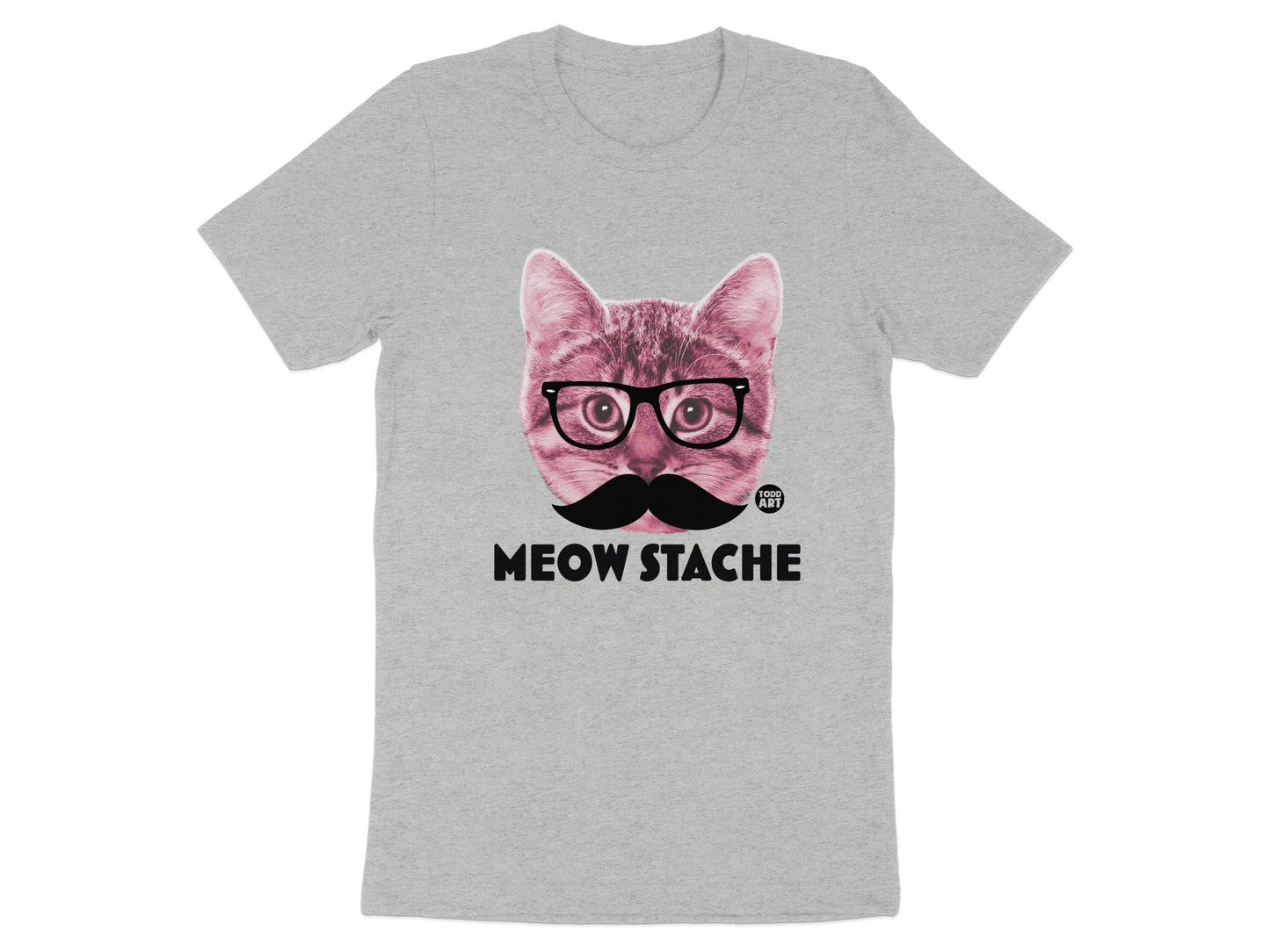 Funny Meow Stache Cat Graphic Design T-Shirt product
